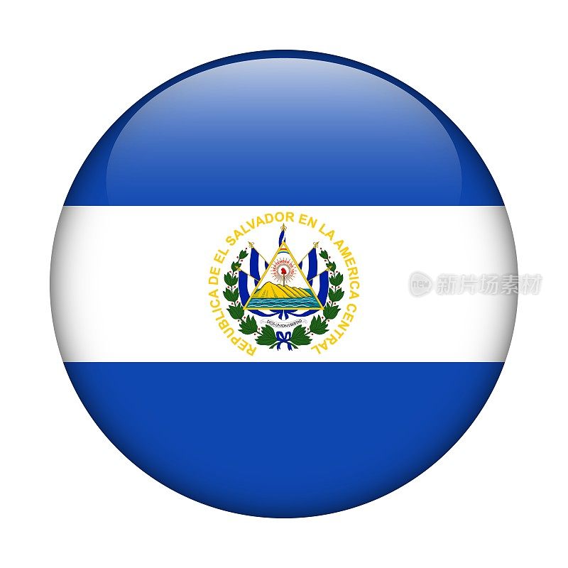 萨尔瓦多国旗。矢量图标。用于web, app, ui的玻璃按钮。光滑的旗帜。